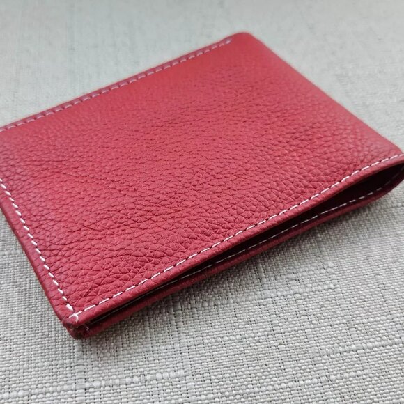 Leather Wallet Dual Color Bifold Purse Red/Tan Card Holder Handmade Handmade - Picture 9 of 11